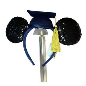 Disney Parks Blue Graduation Cap Black Sequin Mouse Ears Class of Trend Parkcore